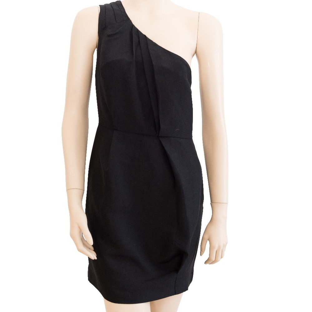 Country Road Black One Shoulder Silk Blend Dress 6 - Picture 1 of 3